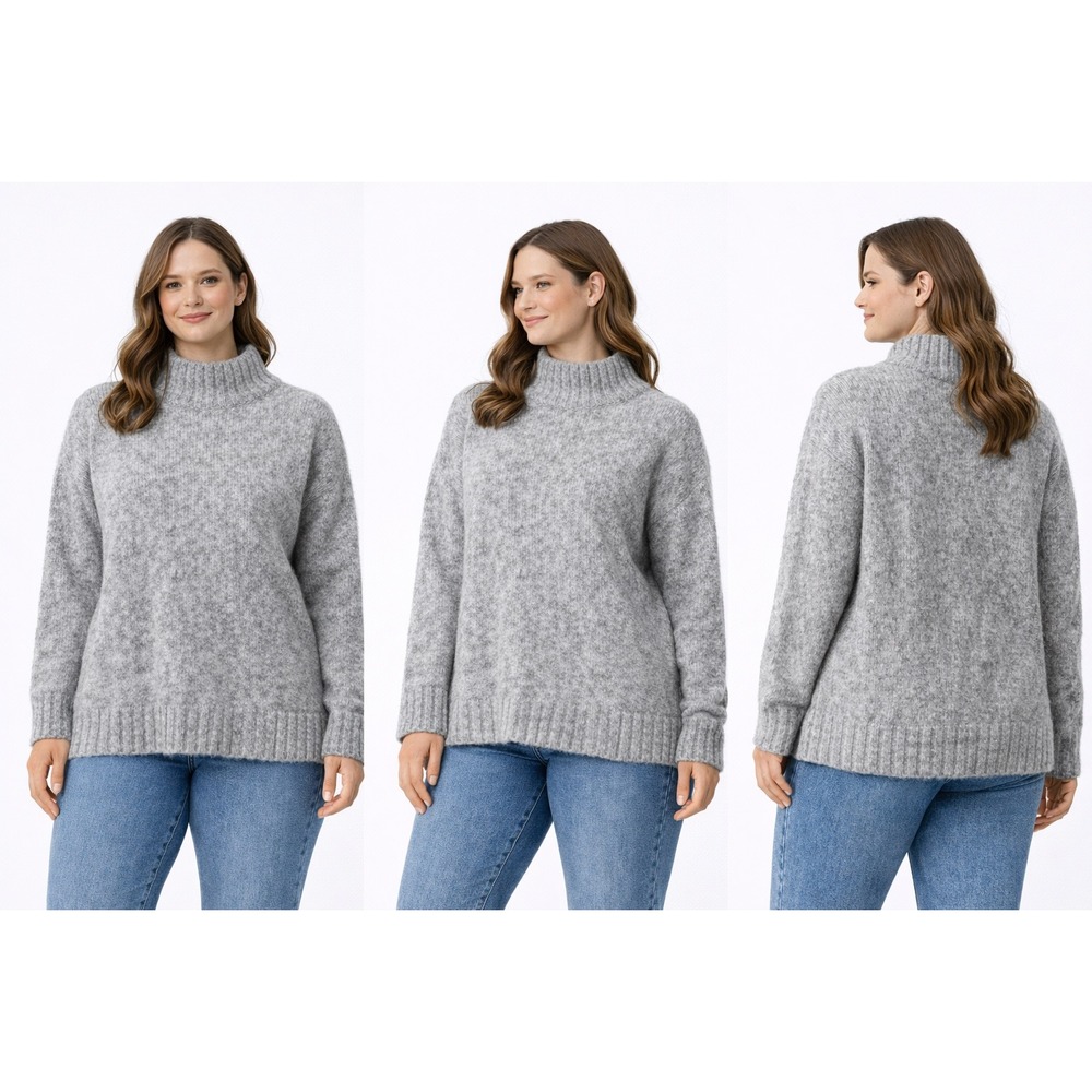 Wild Fable Gray Mock Neck Sweater Fuzzy Knit Wool Blend‎ Pullover Womens SM NEW
